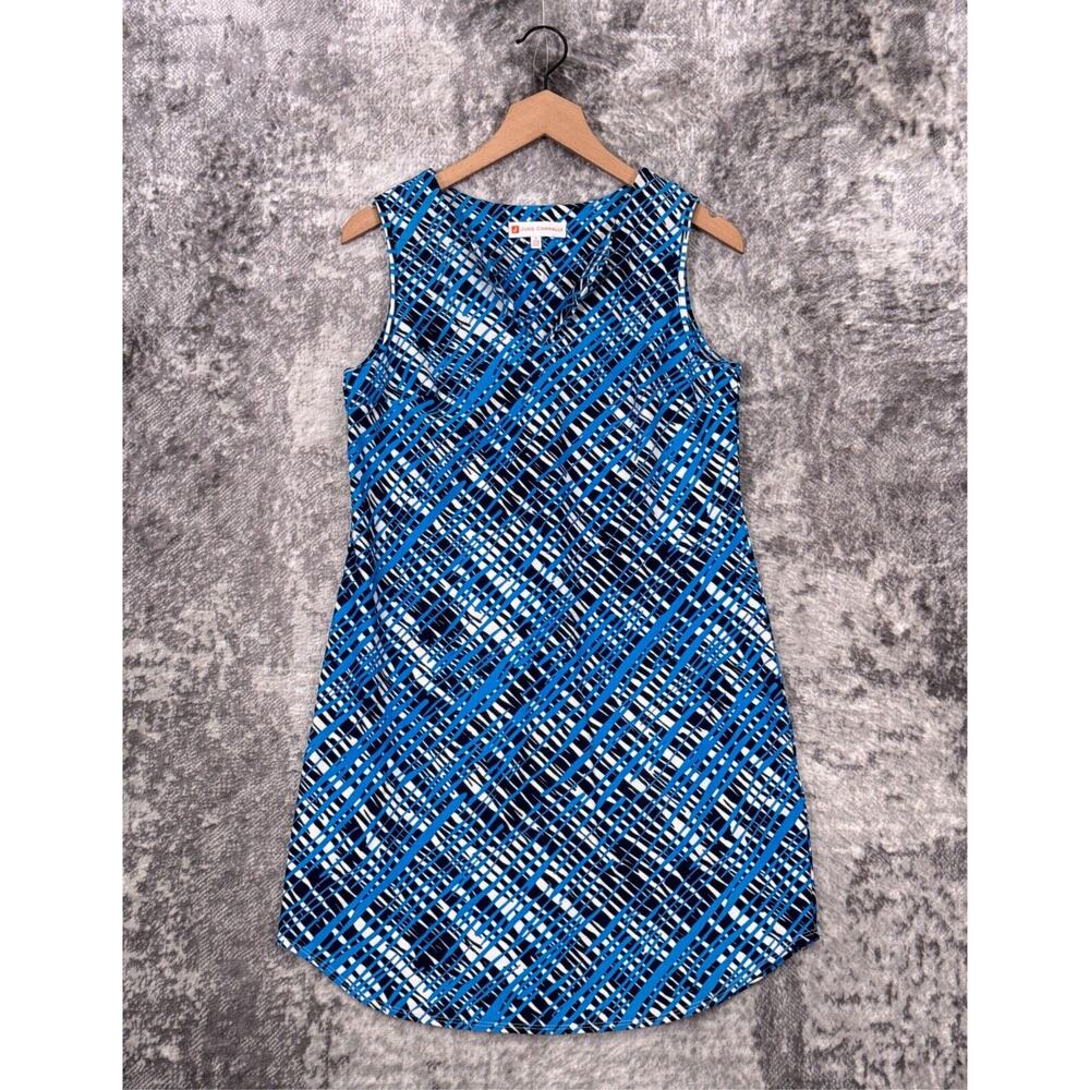 Jude Connally Dress Small Womens Jude Cloth Fabric Blue Abstract Sleeveless